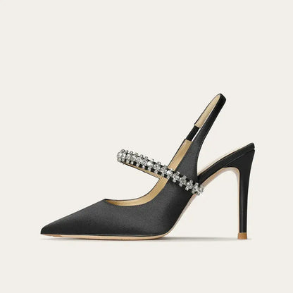 Women's Jewelled Satin Pointed Heels