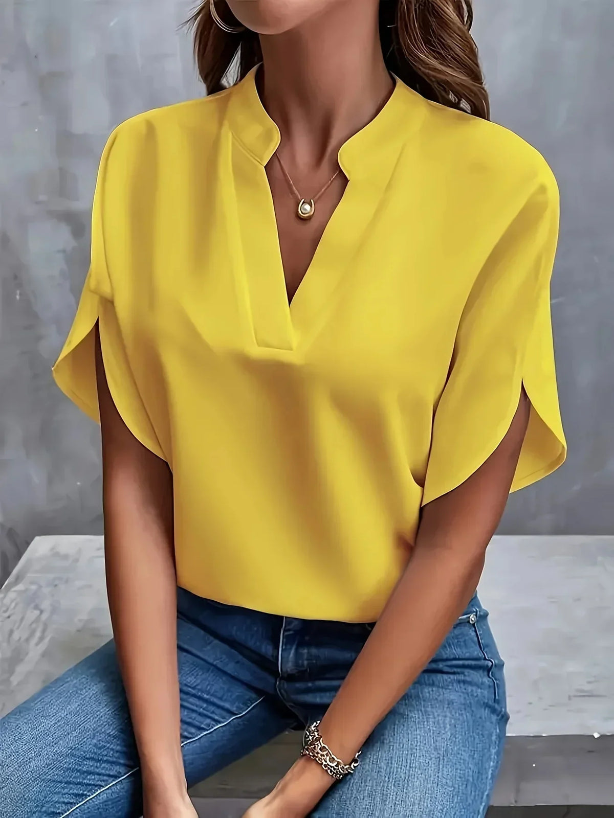Women’s Split Sleeve V-Neck Blouse