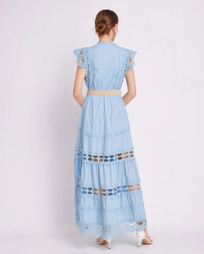 Women's Waist-Cinching Lace Dress