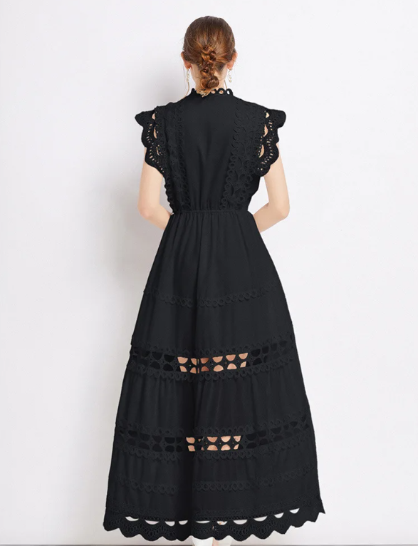 Women's Waist-Cinching Lace Dress