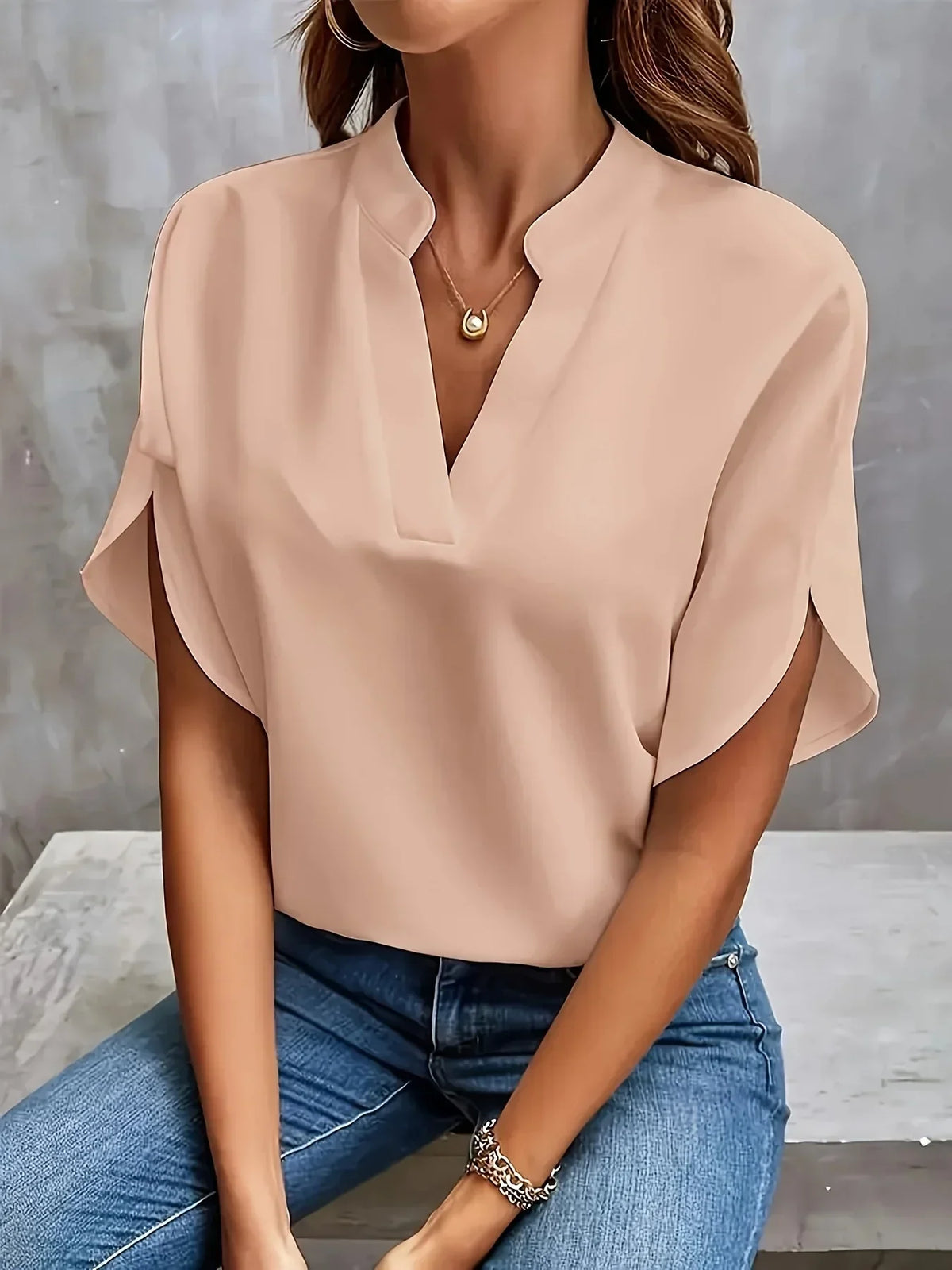 Women’s Split Sleeve V-Neck Blouse