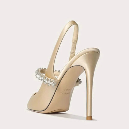 Women's Jewelled Satin Pointed Heels