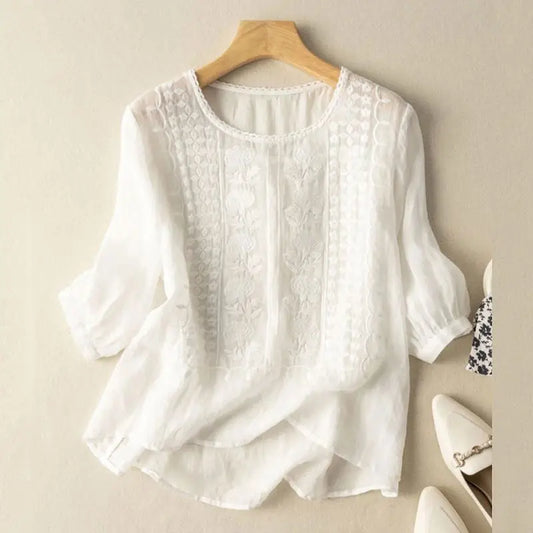 Women’s Embroidered Round Neck Blouse