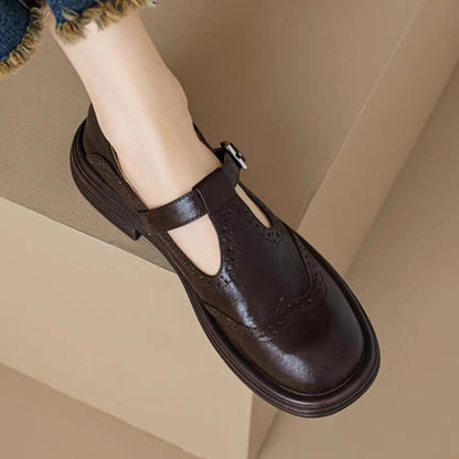 Women's Leather T-Strap Classic Shoes