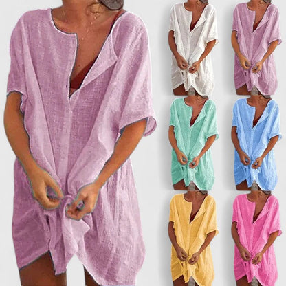 Women’s Loose Button Beach Cover-Up