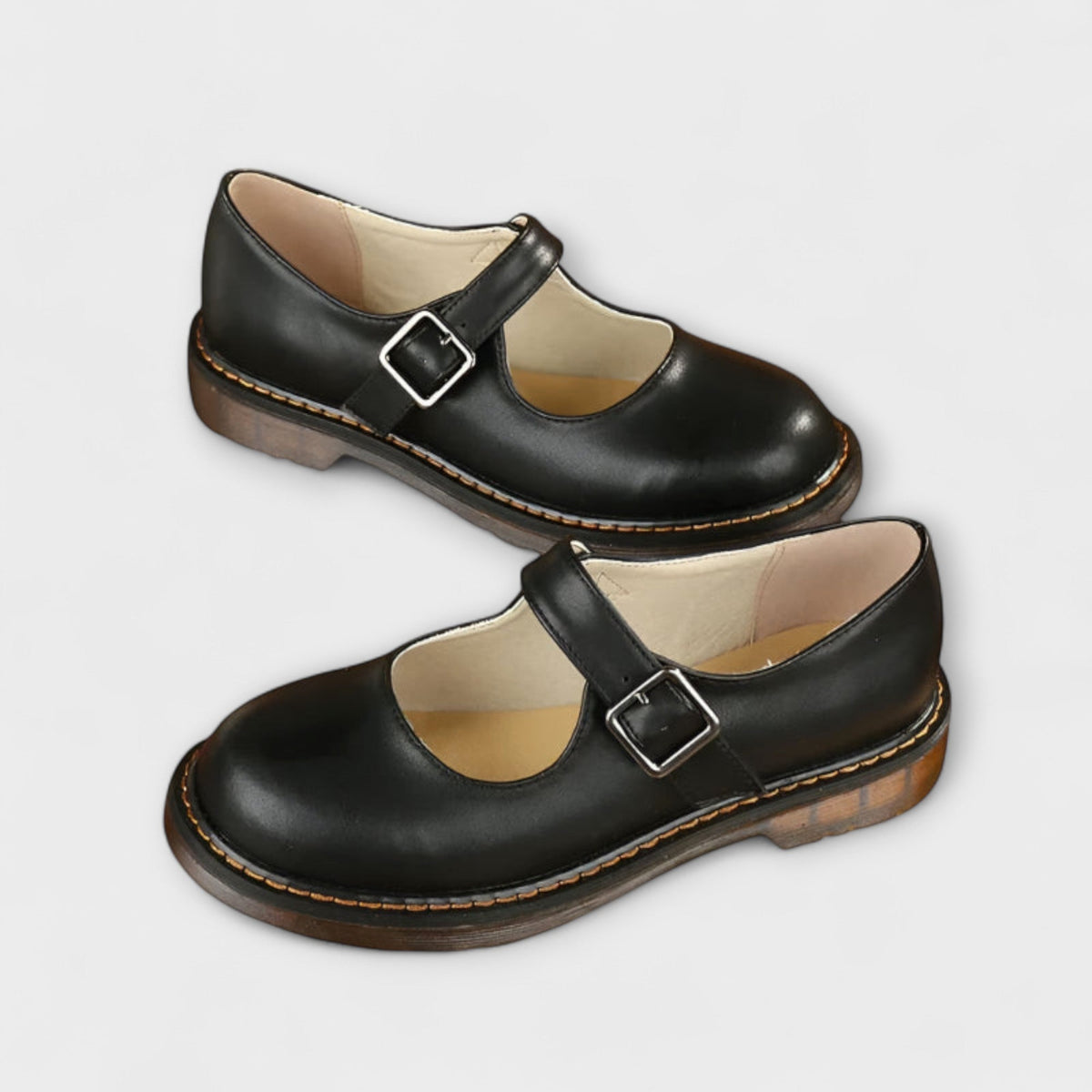 Women's Leather Buckle Strap Flats