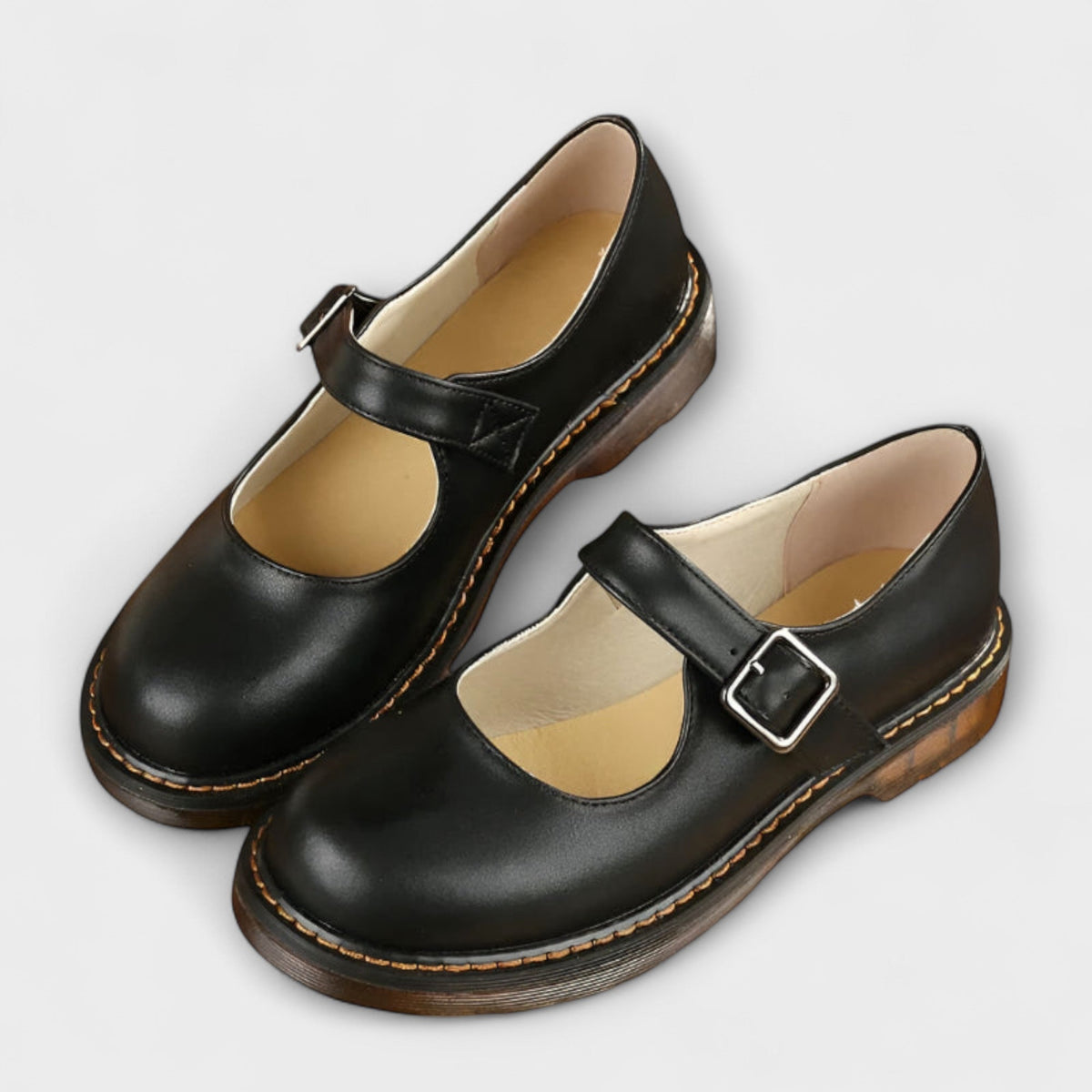 Women's Leather Buckle Strap Flats
