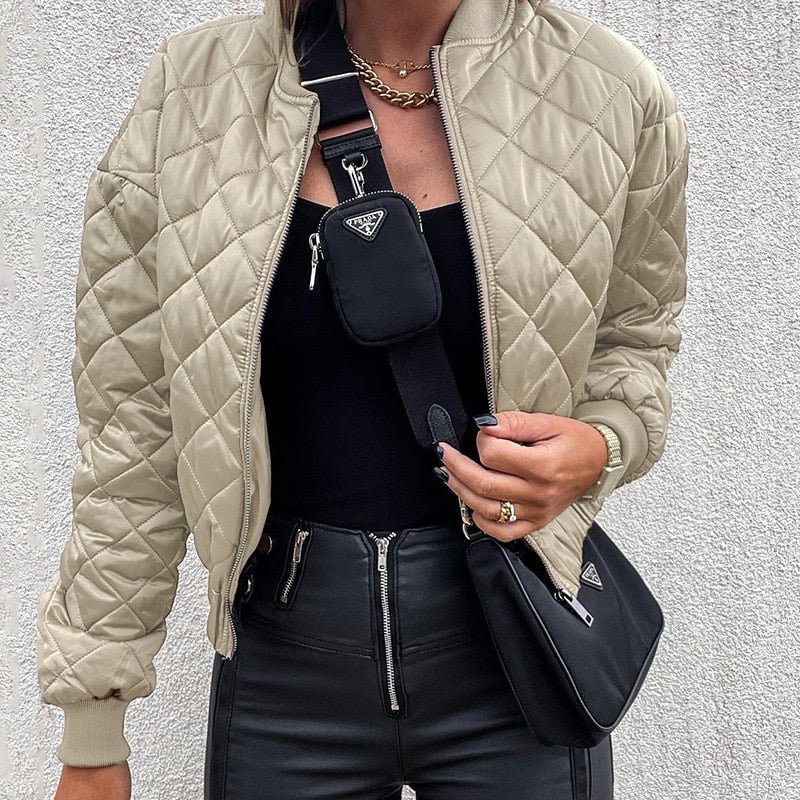 Women's Quilted Cropped Bomber Jacket