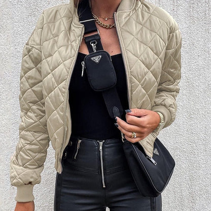 Women's Quilted Cropped Bomber Jacket