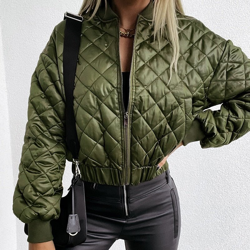 Women's Quilted Cropped Bomber Jacket