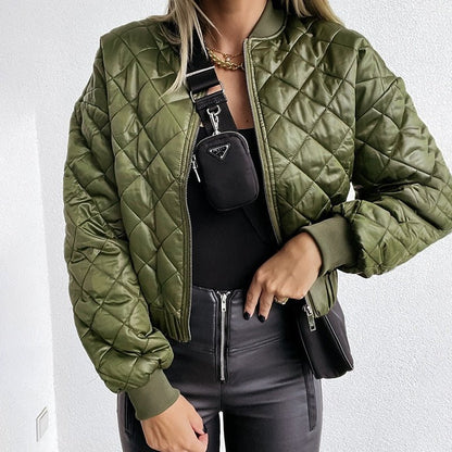 Women's Quilted Cropped Bomber Jacket