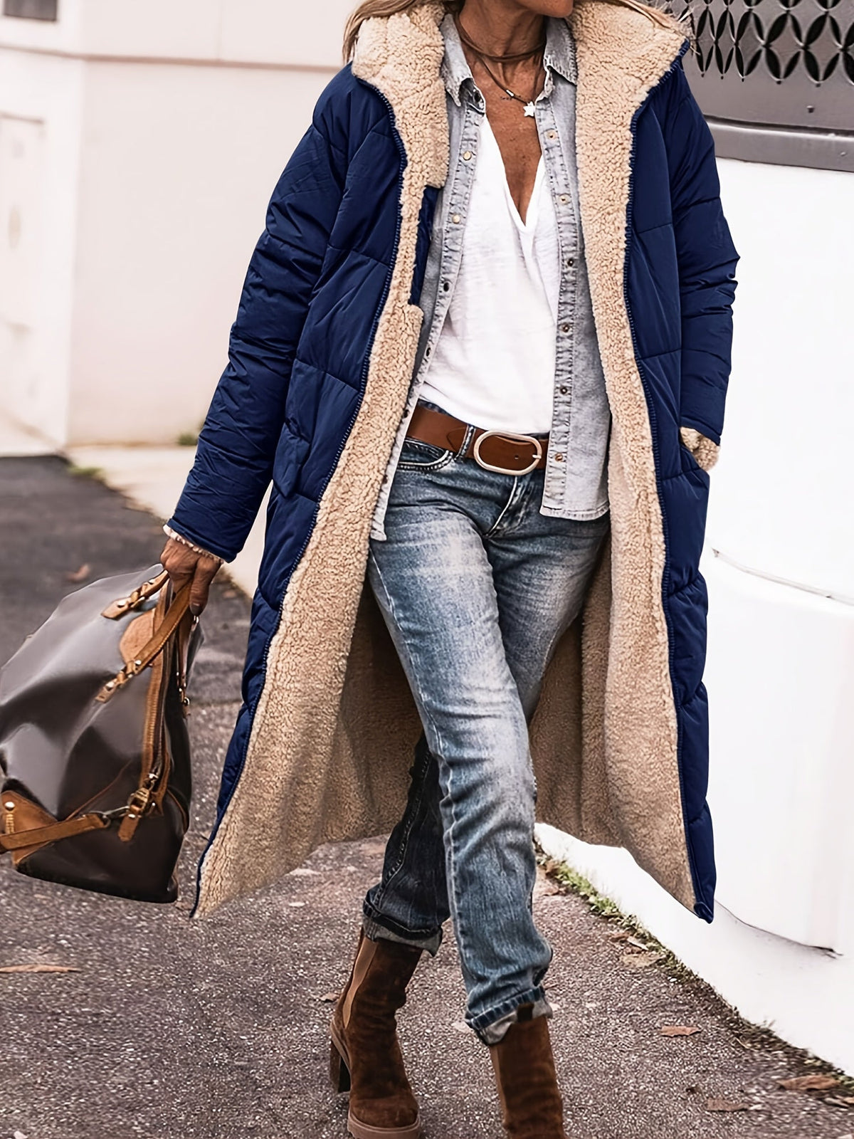 Women's Long Teddy Quilted Coat