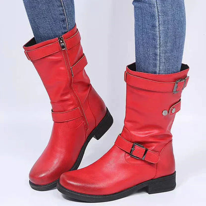Women's Biker Buckle Ankle Boots