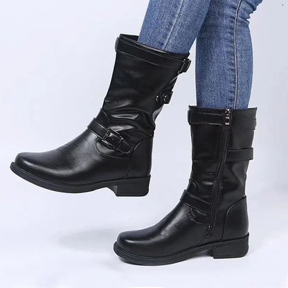 Women's Biker Buckle Ankle Boots