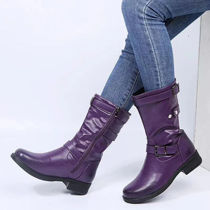Women's Biker Buckle Ankle Boots