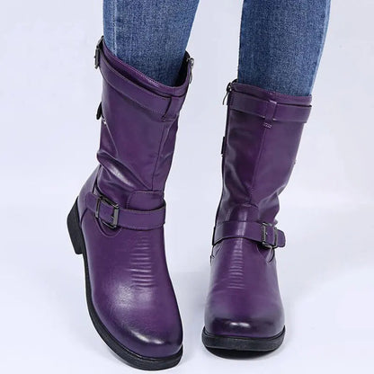 Women's Biker Buckle Ankle Boots