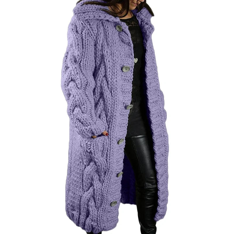 Women's Long Hooded Knitted Coat