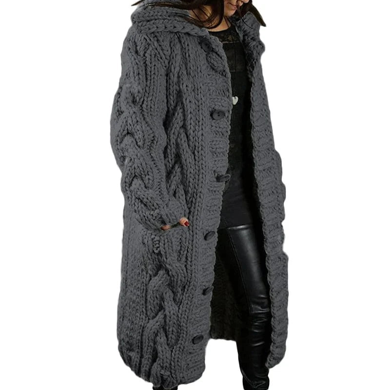 Women's Long Hooded Knitted Coat