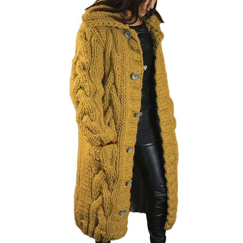 Women's Long Hooded Knitted Coat