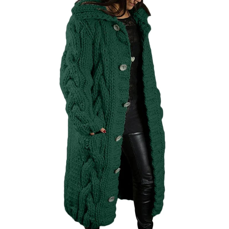 Women's Long Hooded Knitted Coat