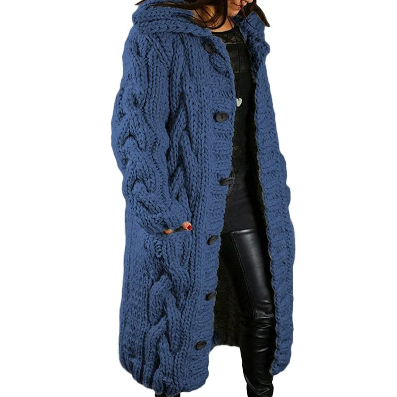 Women's Long Hooded Knitted Coat
