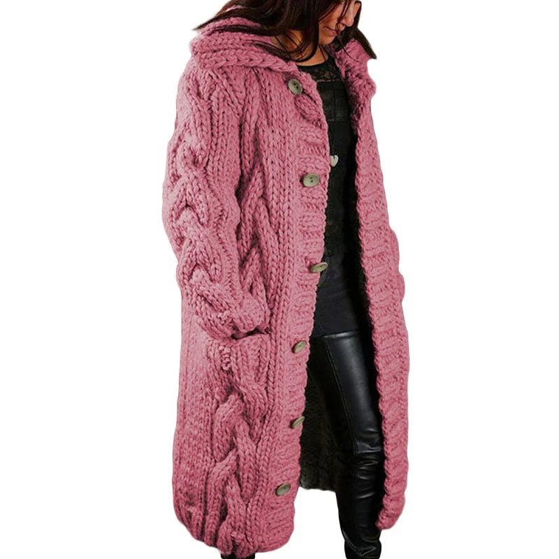Women's Long Hooded Knitted Coat