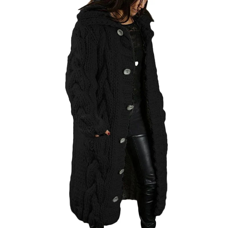 Women's Long Hooded Knitted Coat