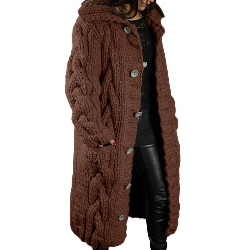 Women's Long Hooded Knitted Coat