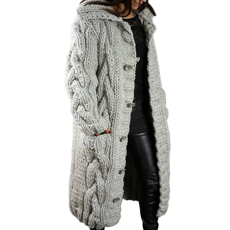 Women's Long Hooded Knitted Coat