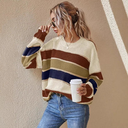Women's Oversized Striped Knit Jumper