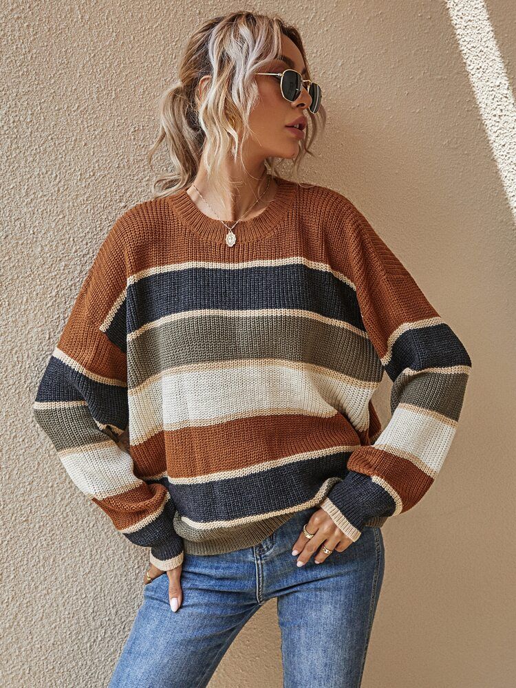 Women's Oversized Striped Knit Jumper