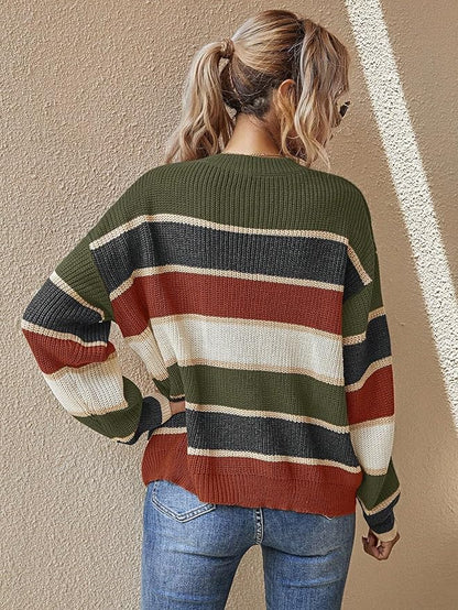 Women's Oversized Striped Knit Jumper