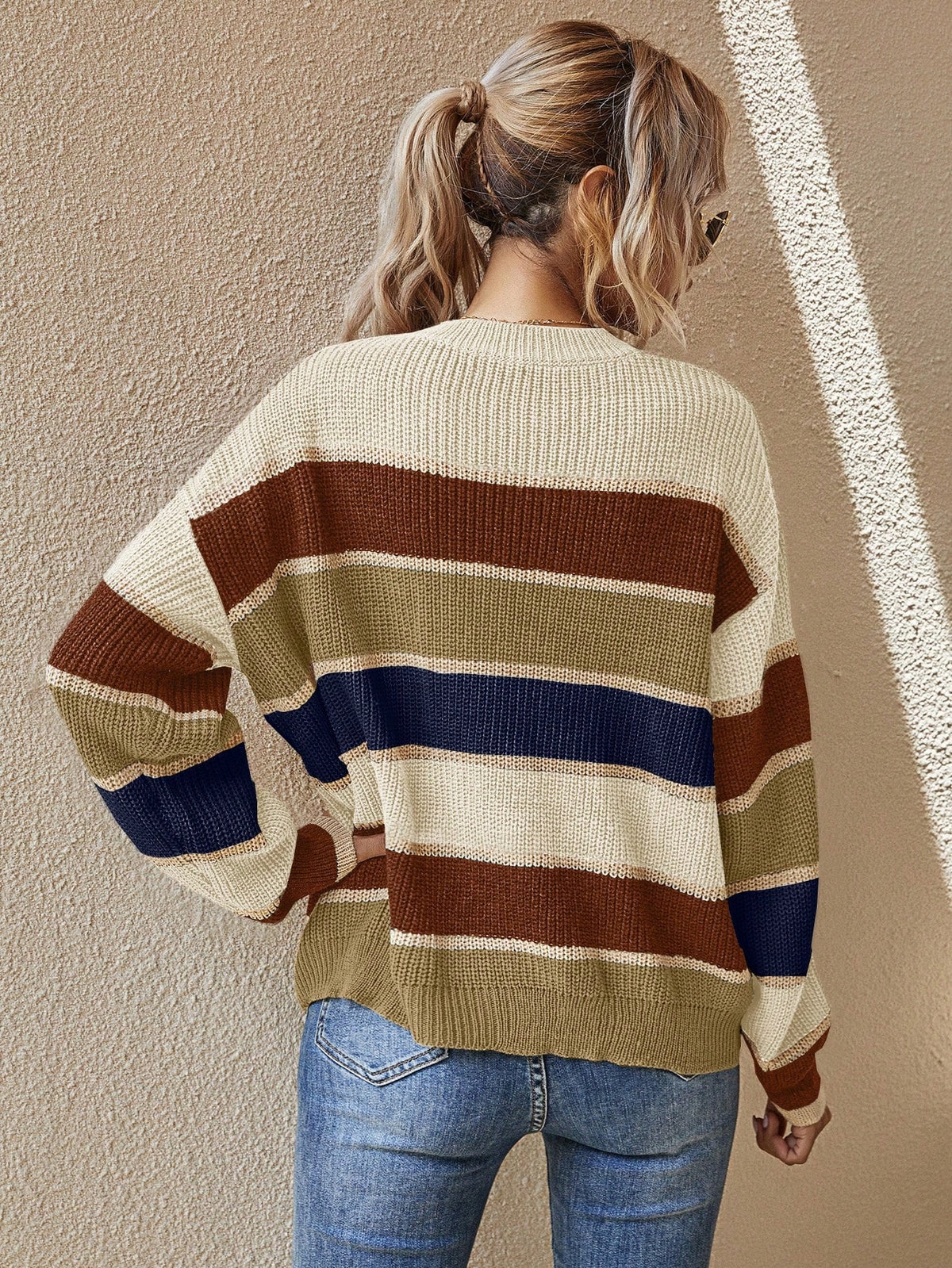 Women's Oversized Striped Knit Jumper