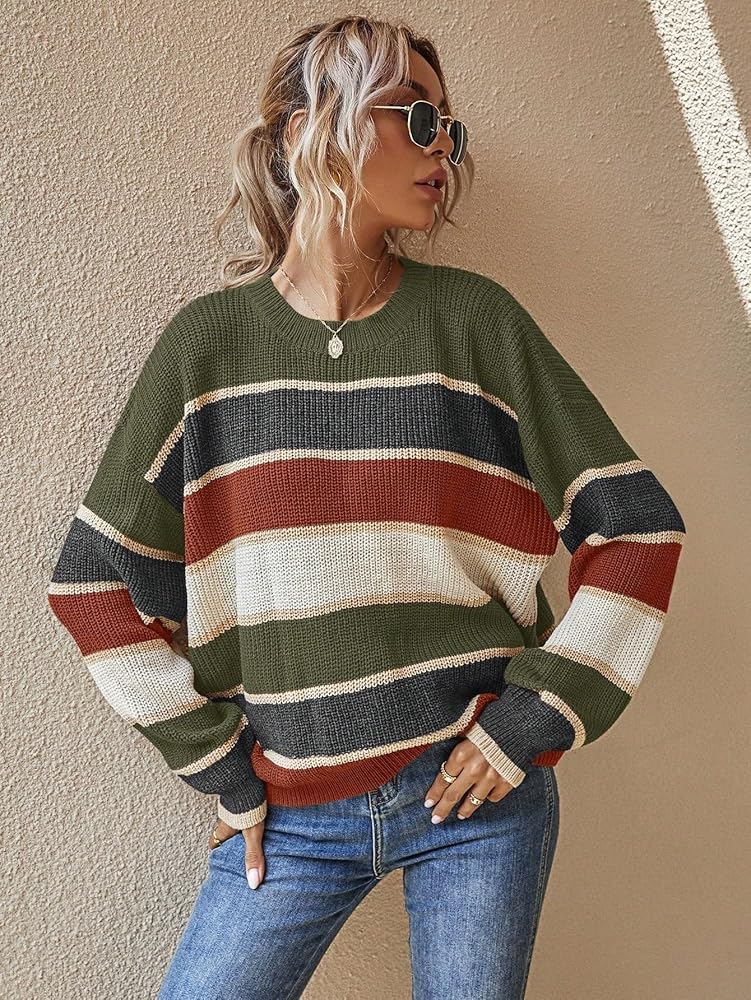 Women's Oversized Striped Knit Jumper