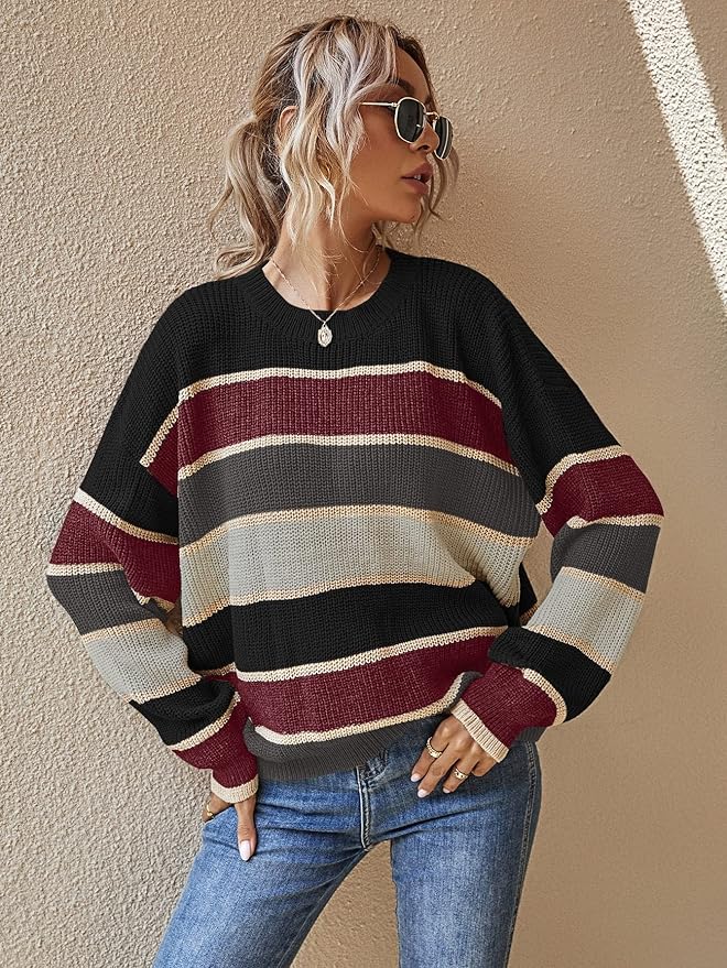 Women's Oversized Striped Knit Jumper