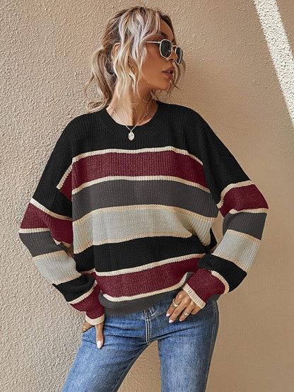 Women's Oversized Striped Knit Jumper
