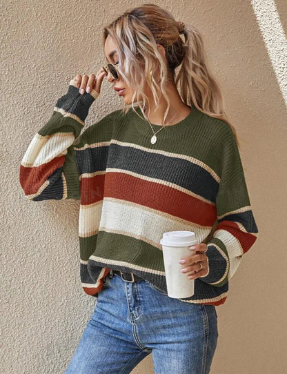 Women's Oversized Striped Knit Jumper