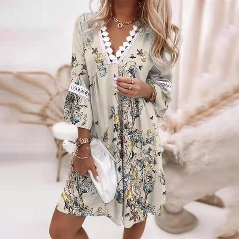 Women's Floral V-Neck Mini Dress