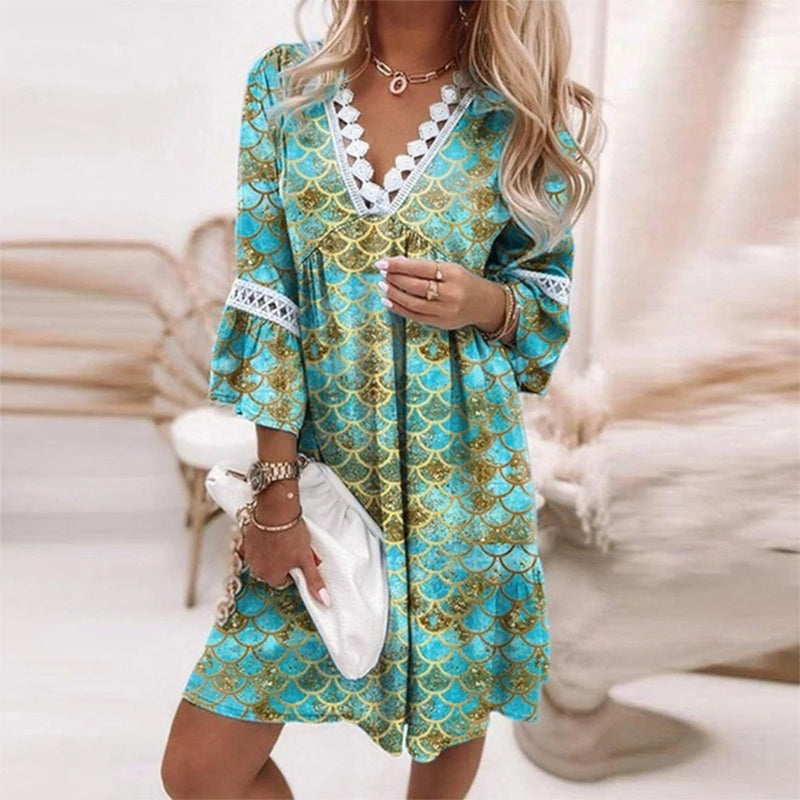Women's Floral V-Neck Mini Dress