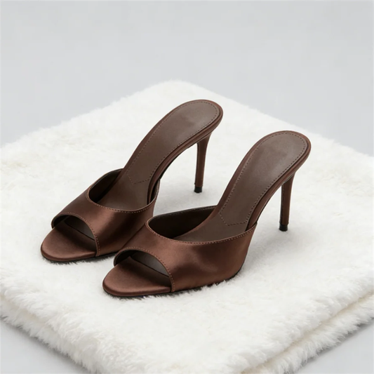 Women's Satin Heel Slip-On Mules