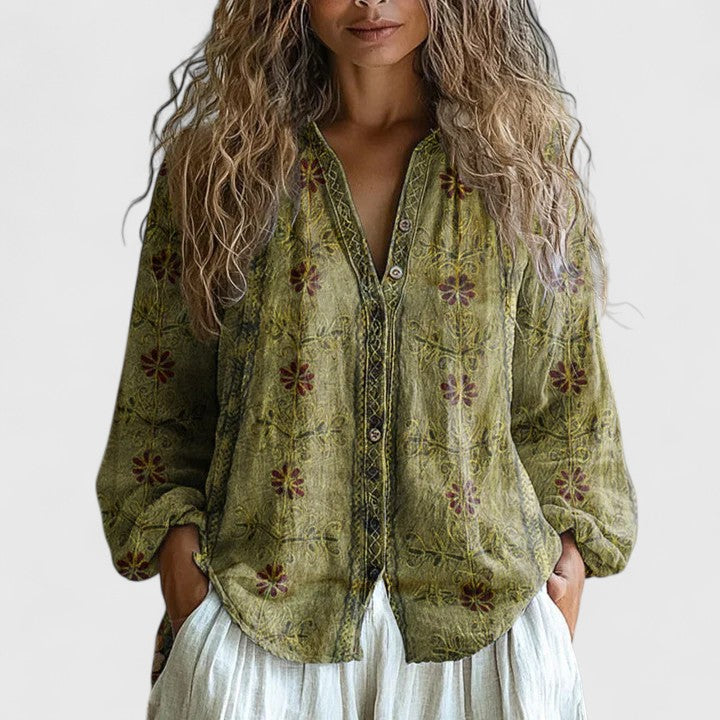 Women’s Printed Button Front Top