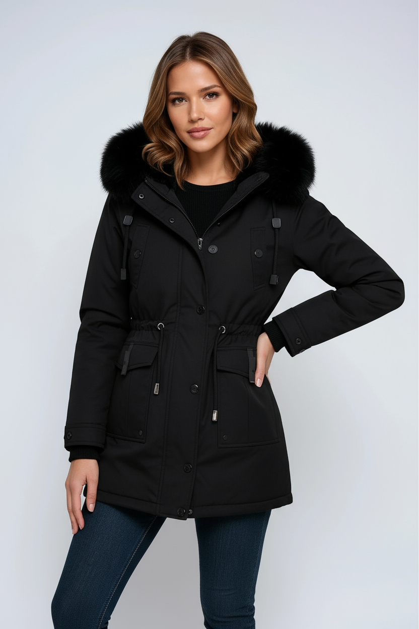 Women's Fitted Faux Fur Jacket