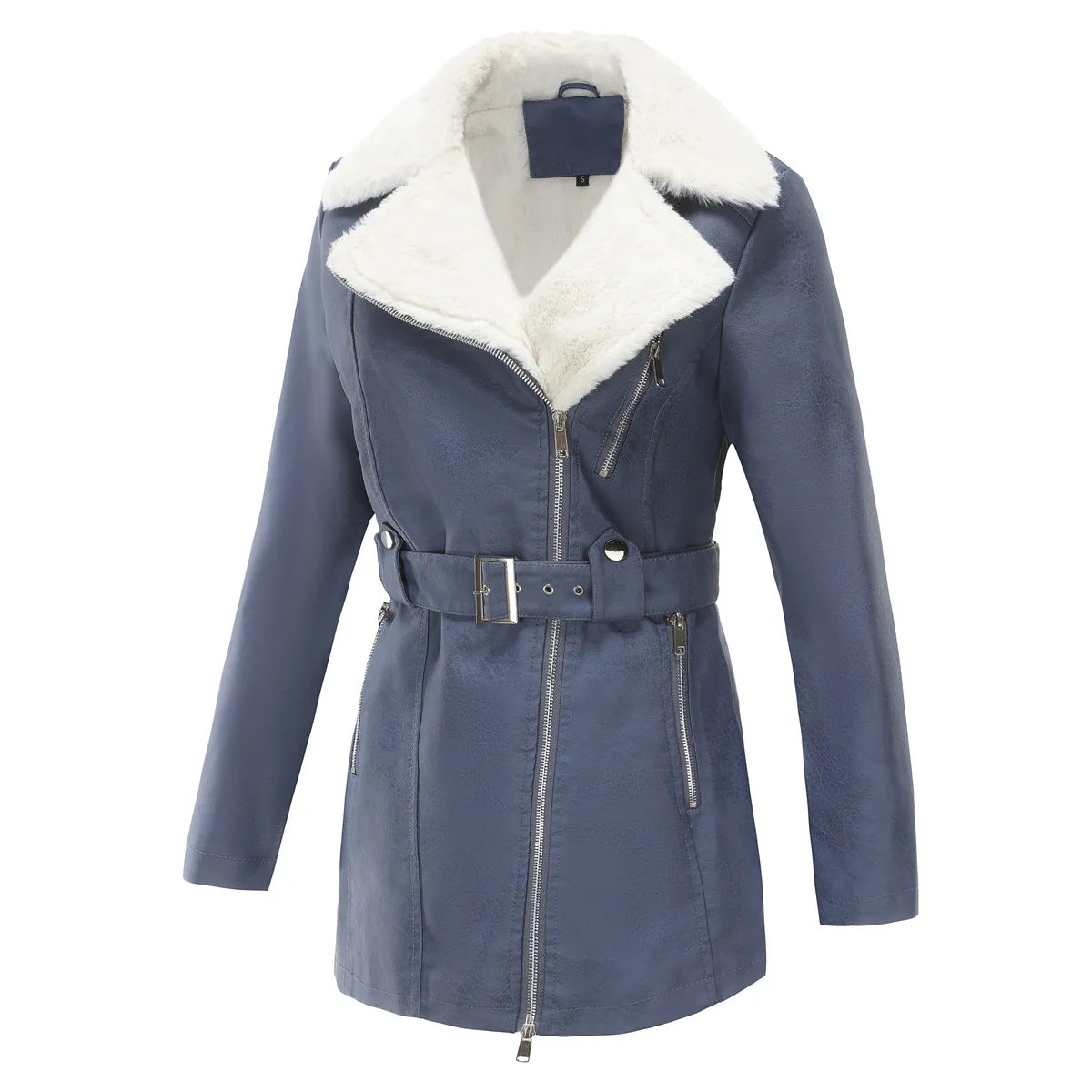 Women's Teddy Collar Leather Coat