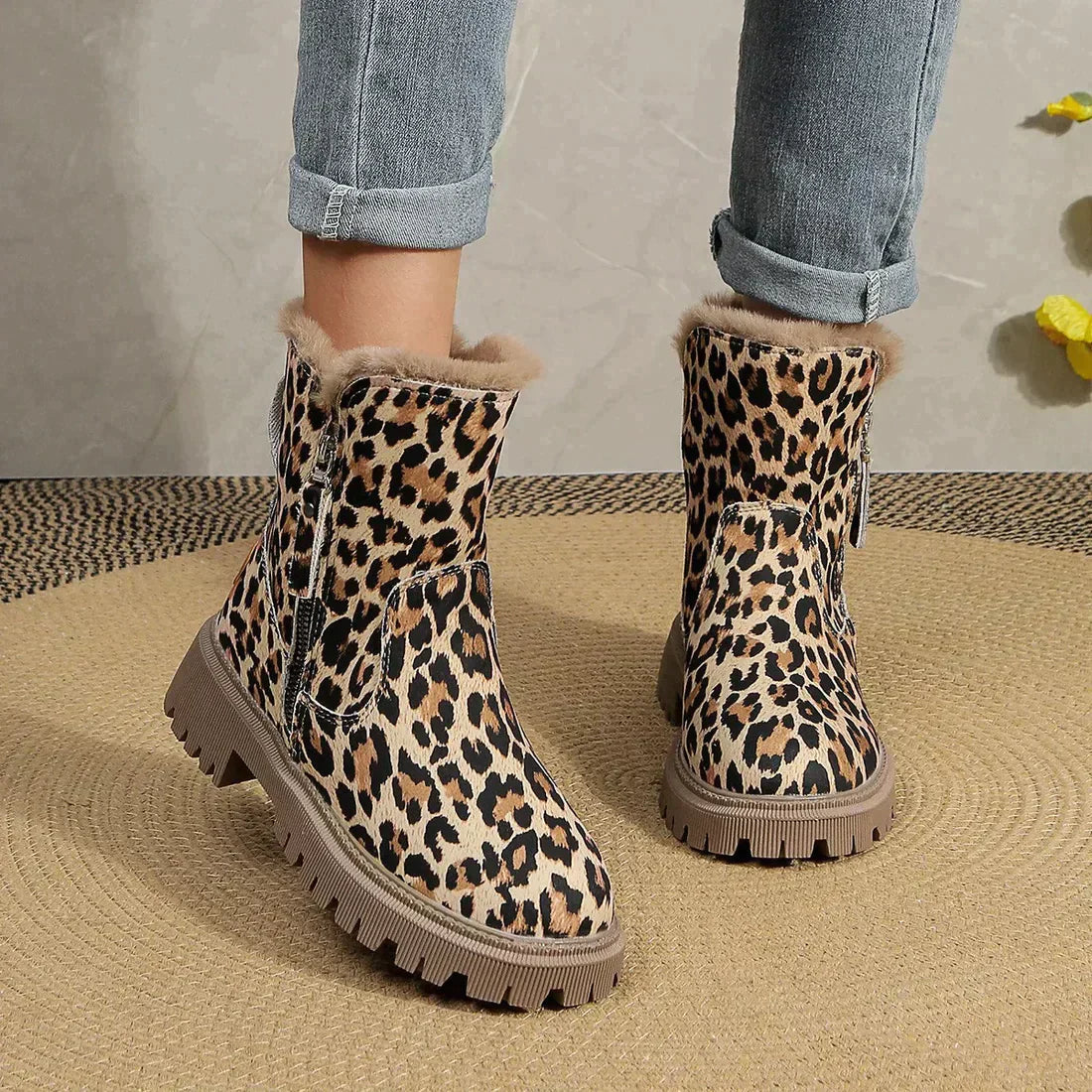 Women's Leopard Print Ankle Boots