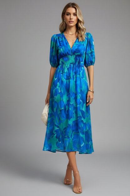 Women's Puff Sleeve Midi Dress