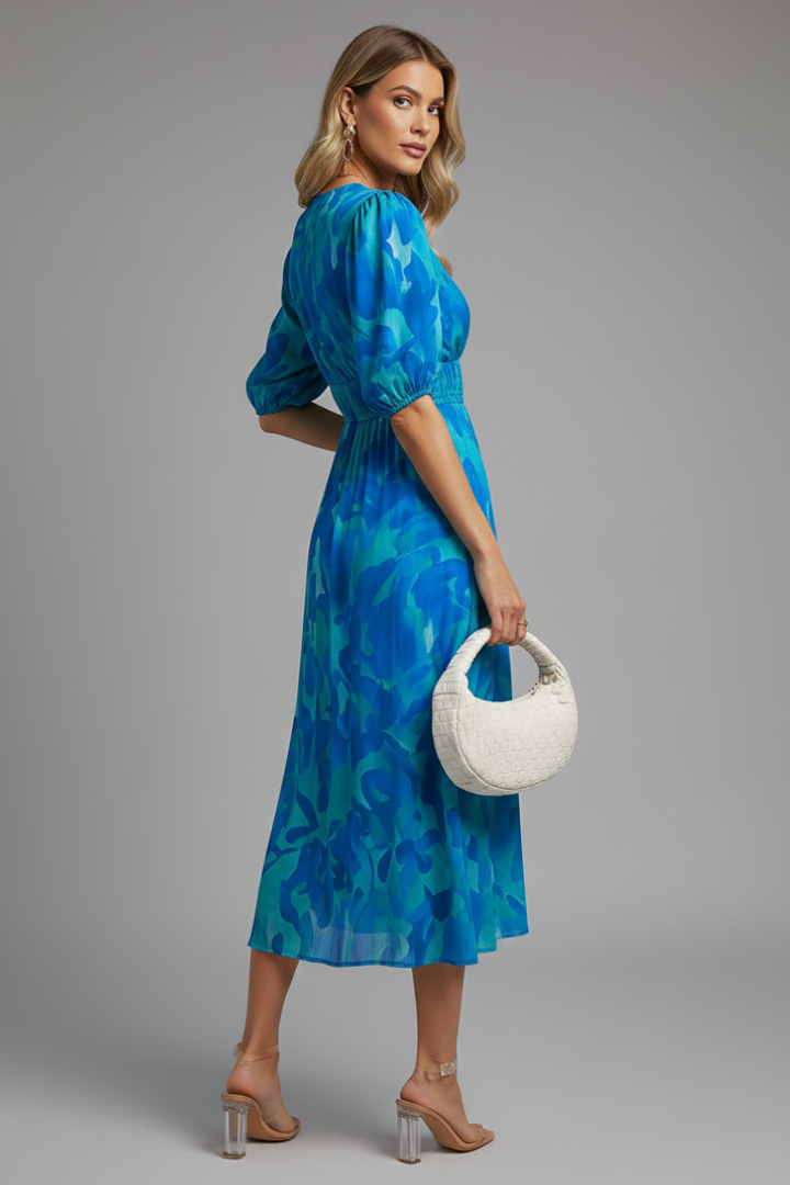 Women's Puff Sleeve Midi Dress