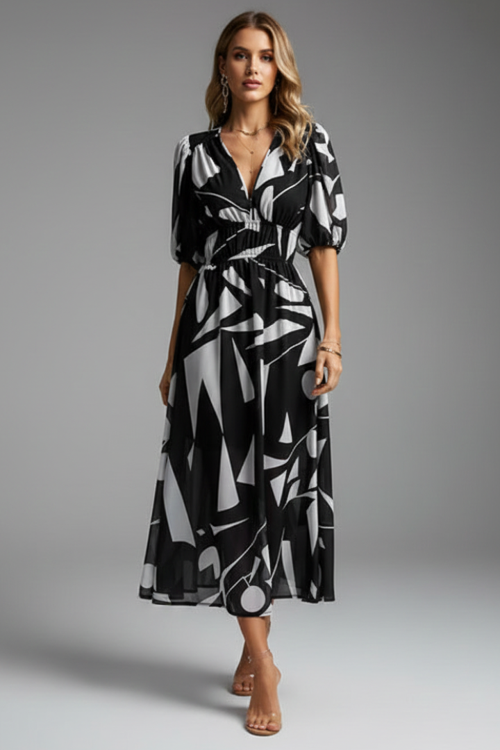 Women's Puff Sleeve Midi Dress
