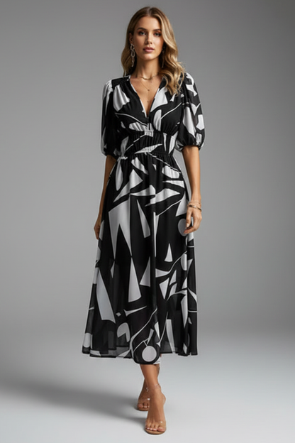 Women's Puff Sleeve Midi Dress