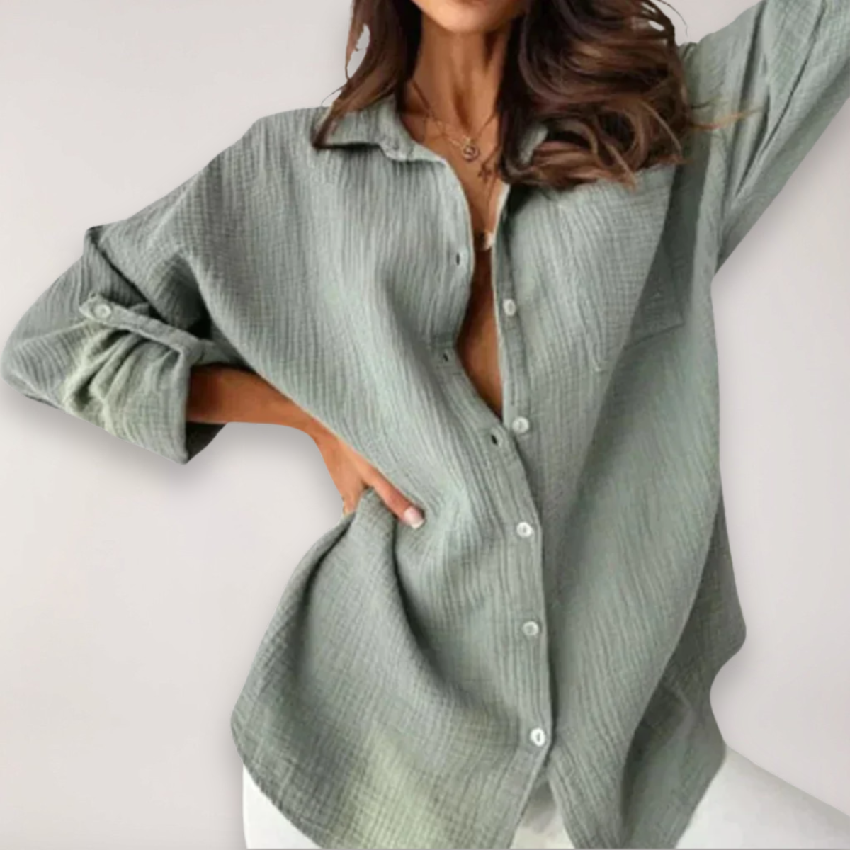 Women’s Button Front Roll Up Blouse