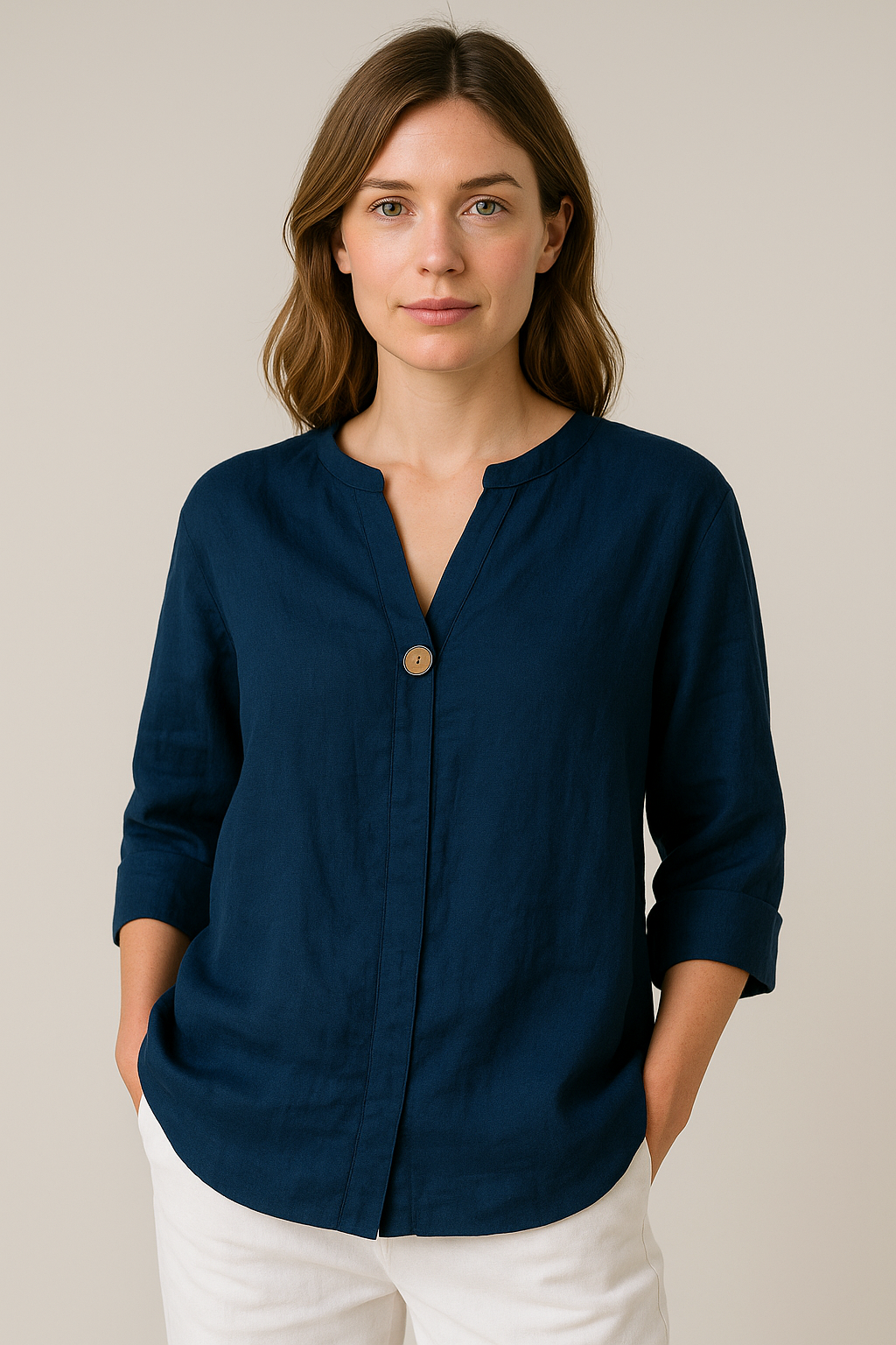 Women’s V-Neck Detail Relaxed Blouse